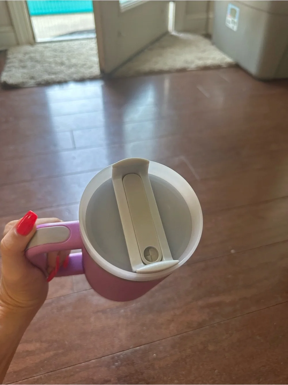 Large Purple Travel Tumbler with Handle and Lid